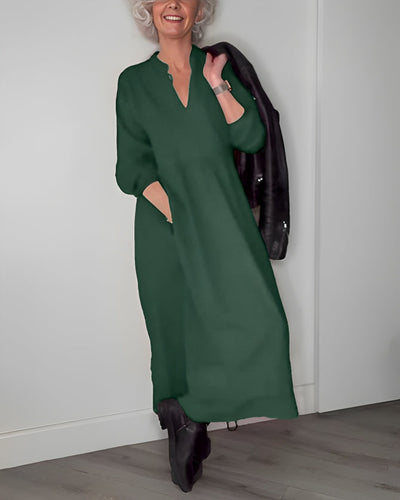 Amanda | Langes Kleid mit V-Ausschnitt