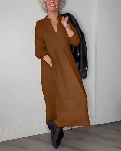 Amanda | Langes Kleid mit V-Ausschnitt