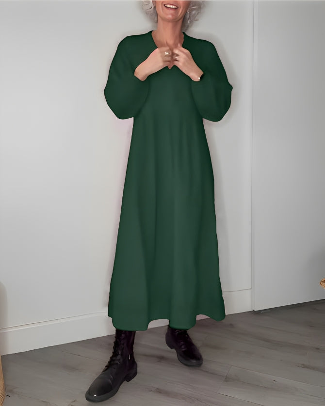 Amanda | Langes Kleid mit V-Ausschnitt