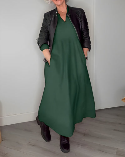 Amanda | Langes Kleid mit V-Ausschnitt