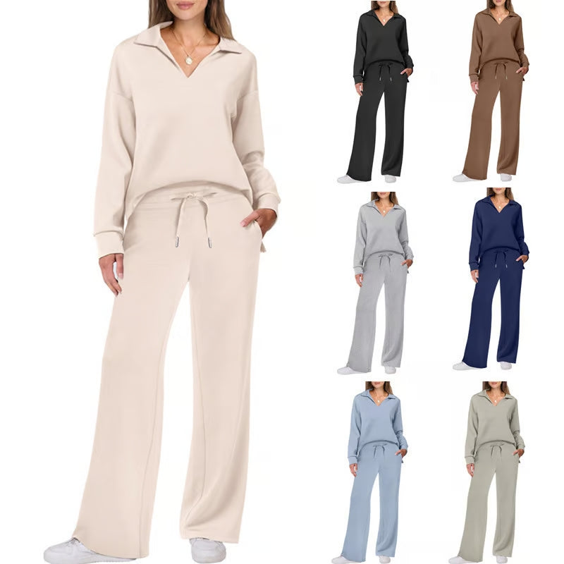 Damen Zweiteilige Sets Outfits Lässige Langarm-Sweatanzüge Sets