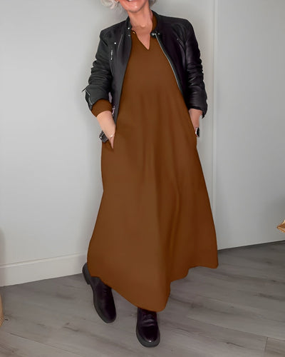 Amanda | Langes Kleid mit V-Ausschnitt