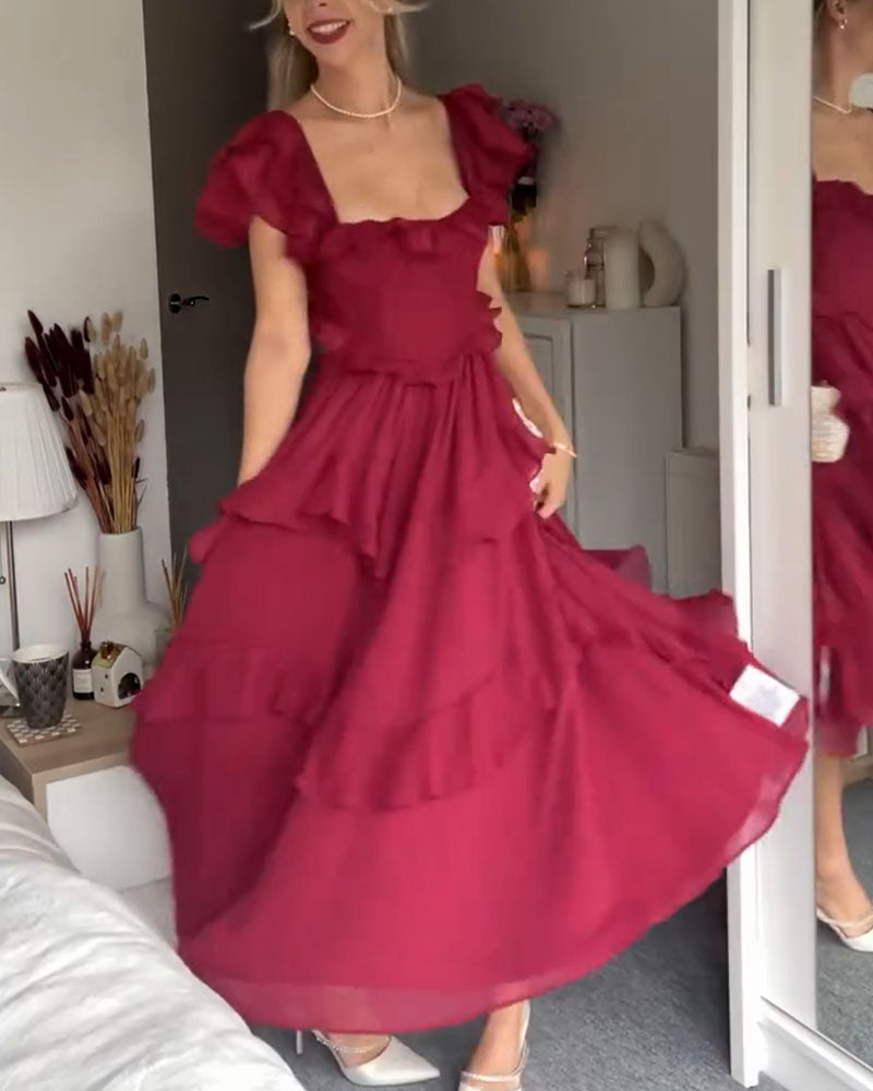 Maria - Rückenfreies Kleid mit Rüschenärmeln