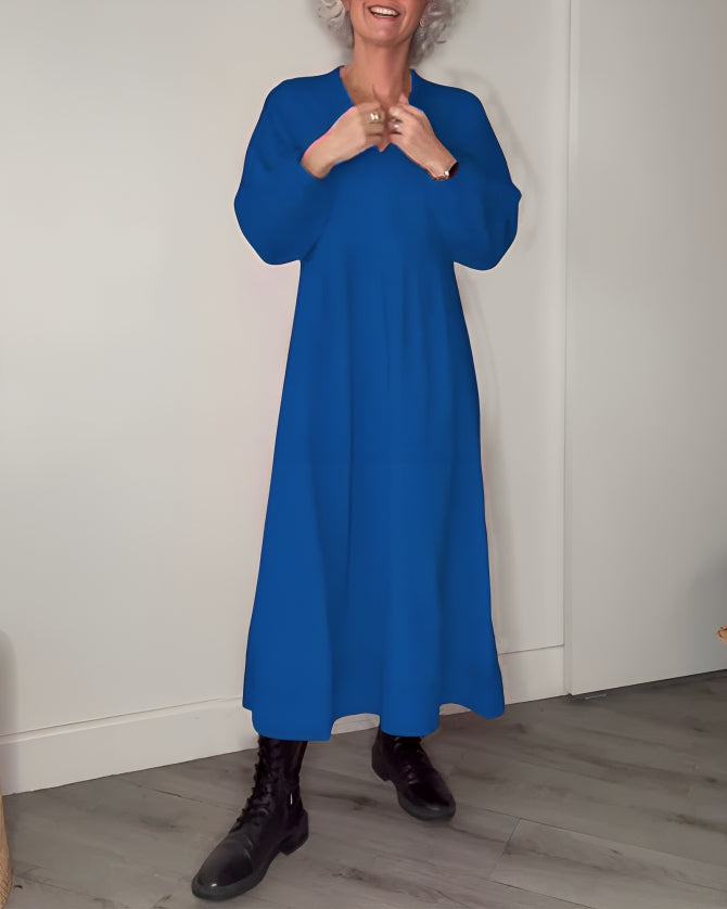 Amanda | Langes Kleid mit V-Ausschnitt