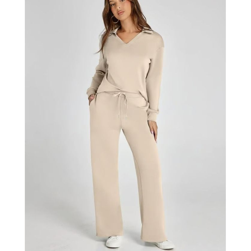 Damen Zweiteilige Sets Outfits Lässige Langarm-Sweatanzüge Sets