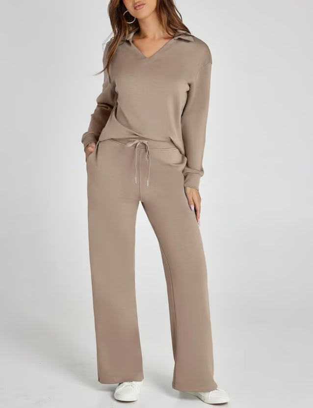 Damen Zweiteilige Sets Outfits Lässige Langarm-Sweatanzüge Sets