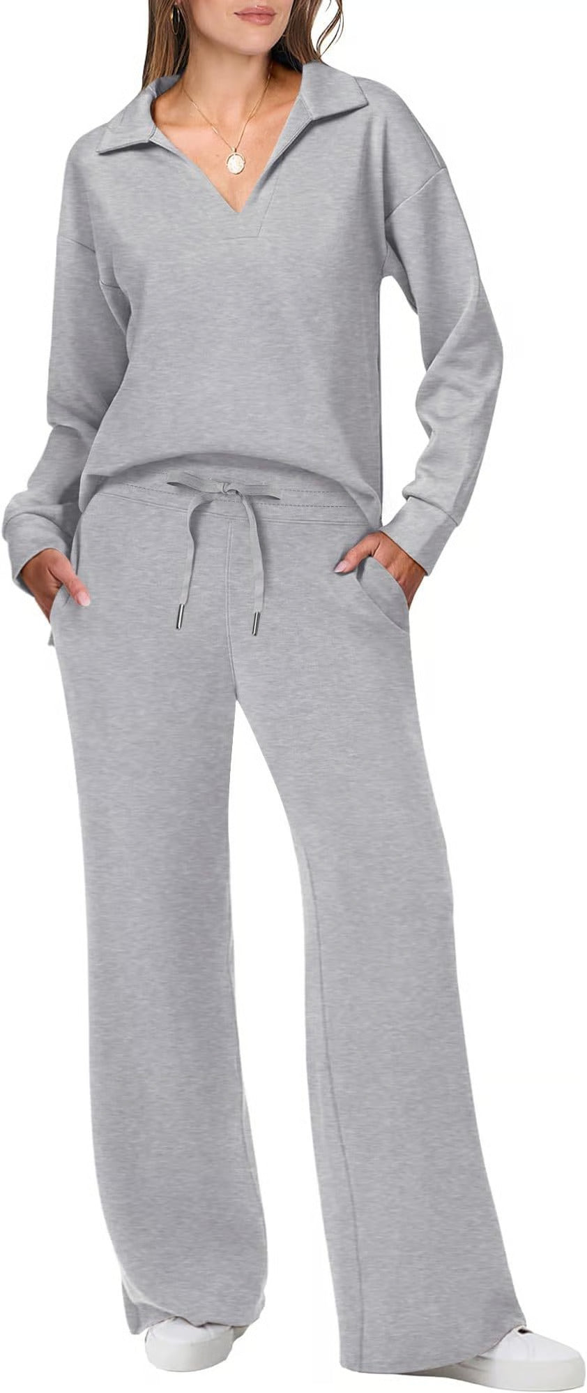 Damen Zweiteilige Sets Outfits Lässige Langarm-Sweatanzüge Sets
