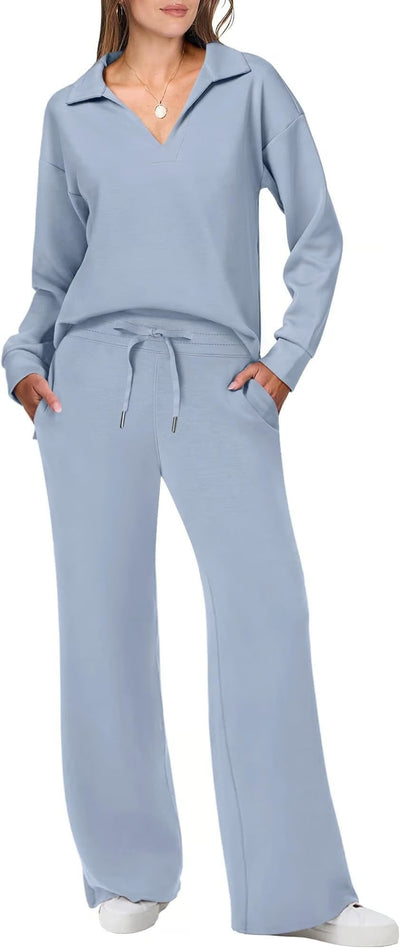 Damen Zweiteilige Sets Outfits Lässige Langarm-Sweatanzüge Sets