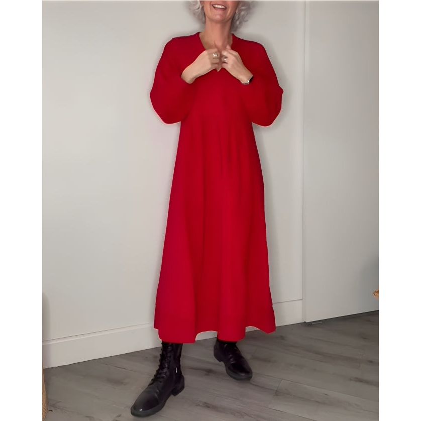 Amanda | Langes Kleid mit V-Ausschnitt
