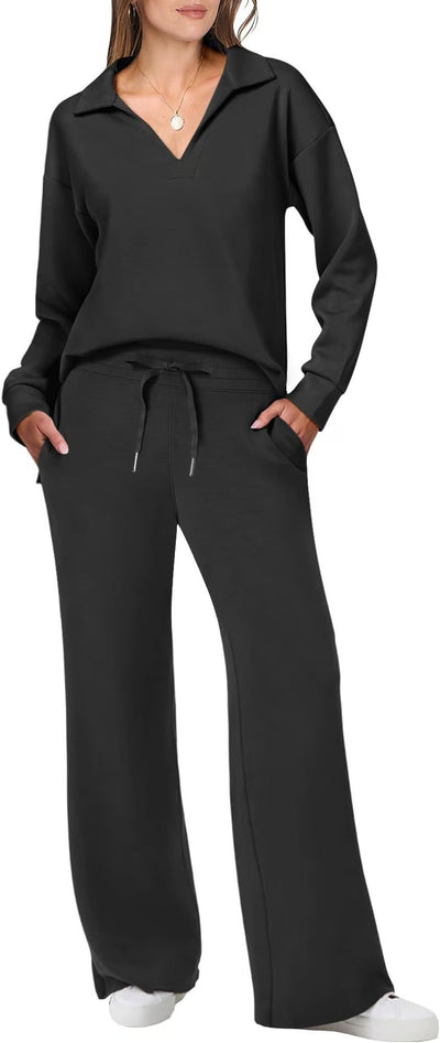 Damen Zweiteilige Sets Outfits Lässige Langarm-Sweatanzüge Sets