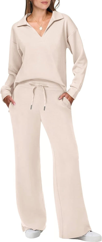 Damen Zweiteilige Sets Outfits Lässige Langarm-Sweatanzüge Sets