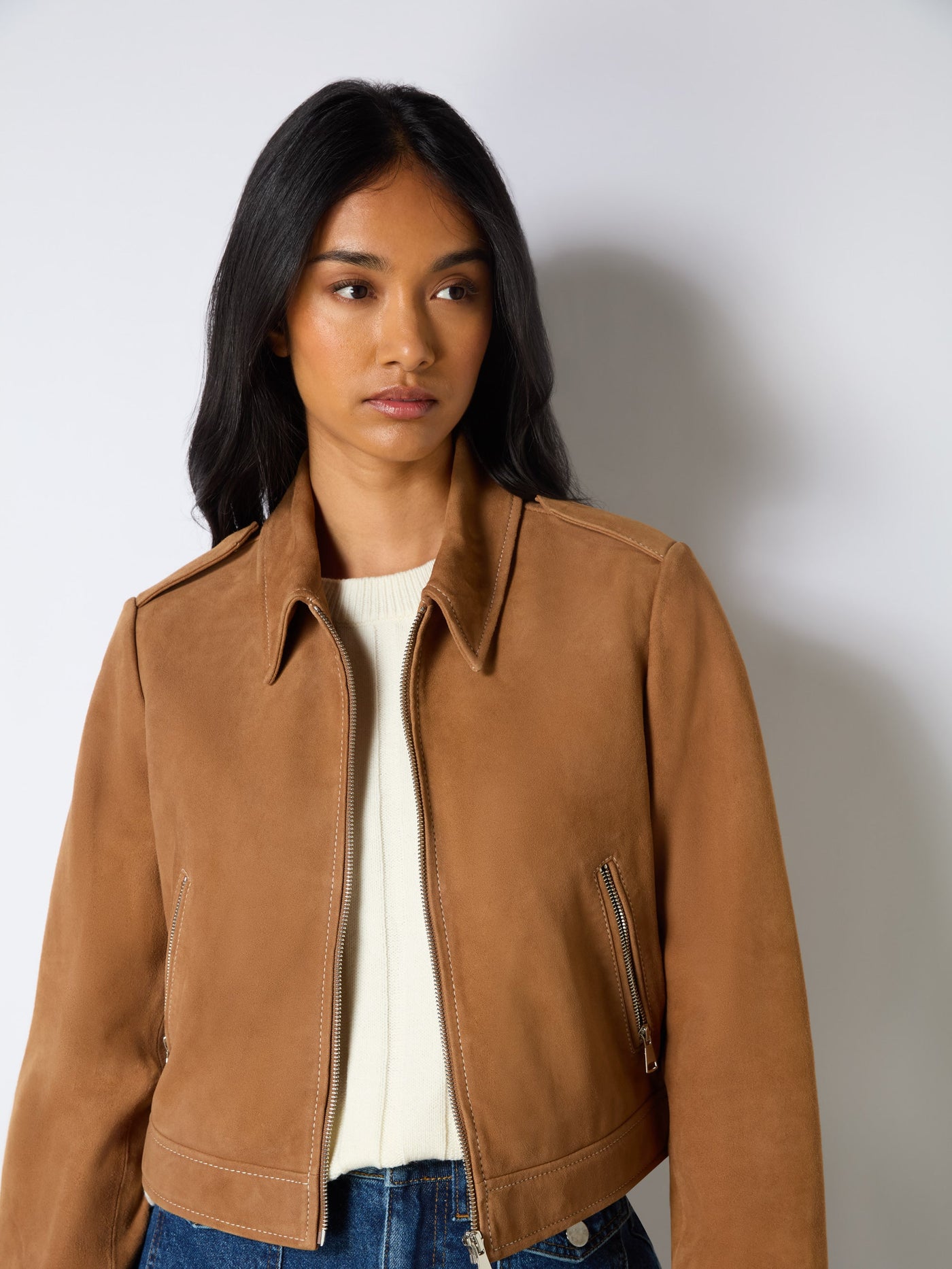 Tan Suede Jacke