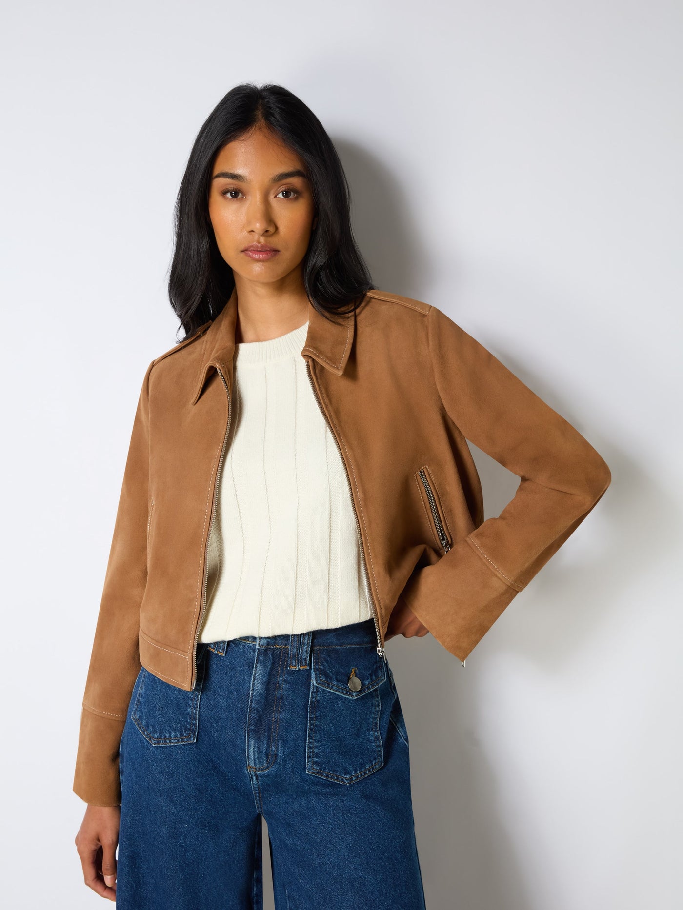 Tan Suede Jacke