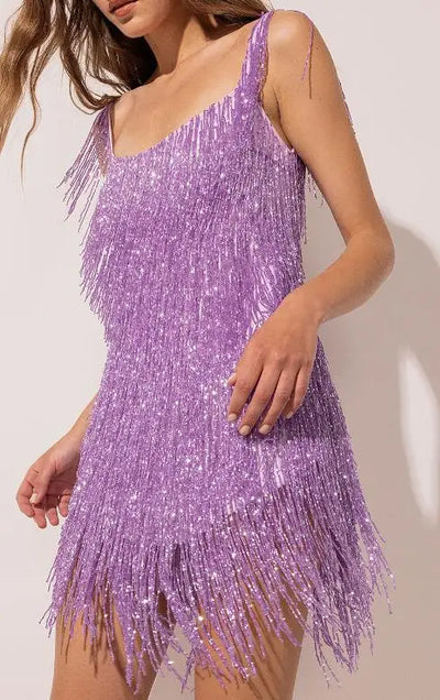 Glitzerndes rückenfreies Minikleid mit tiefem V-Ausschnitt für Partys