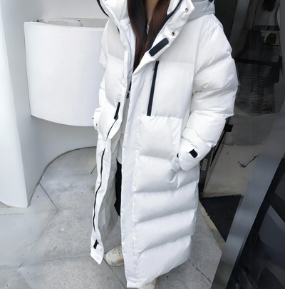Isabel Winddichte lange Daunenjacke