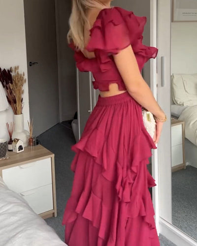 Maria - Rückenfreies Kleid mit Rüschenärmeln