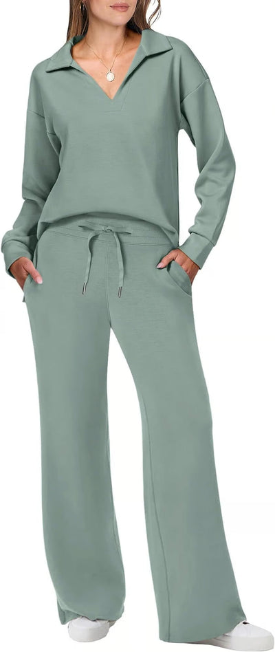 Damen Zweiteilige Sets Outfits Lässige Langarm-Sweatanzüge Sets