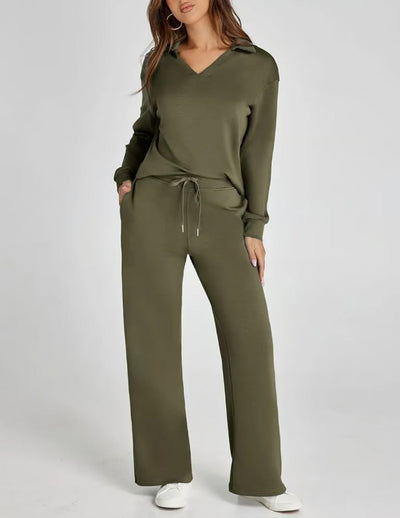 Damen Zweiteilige Sets Outfits Lässige Langarm-Sweatanzüge Sets