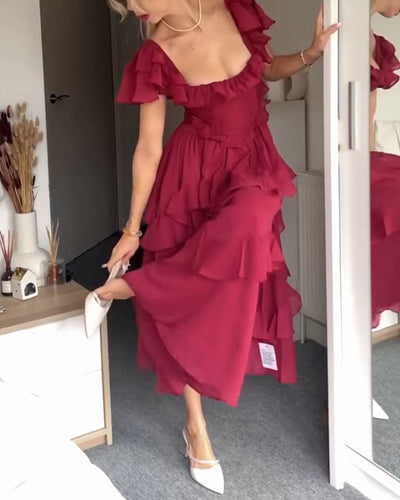Maria - Rückenfreies Kleid mit Rüschenärmeln