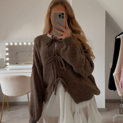 Oversized Cardigan mit Schleifen