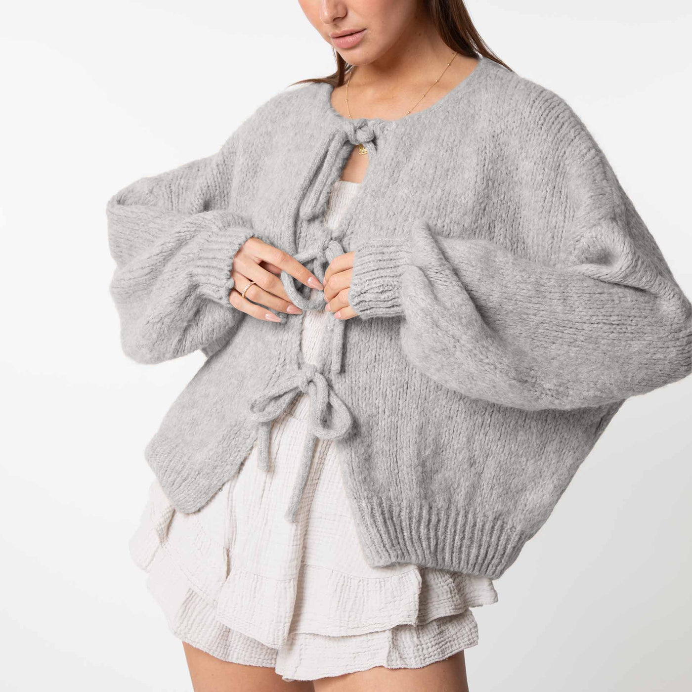 Oversized Cardigan mit Schleifen