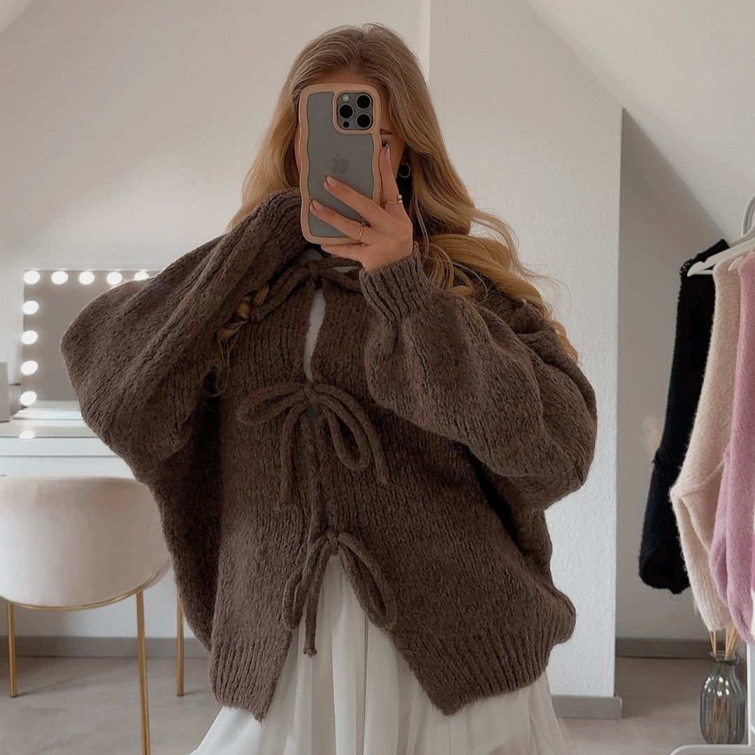 Oversized Cardigan mit Schleifen