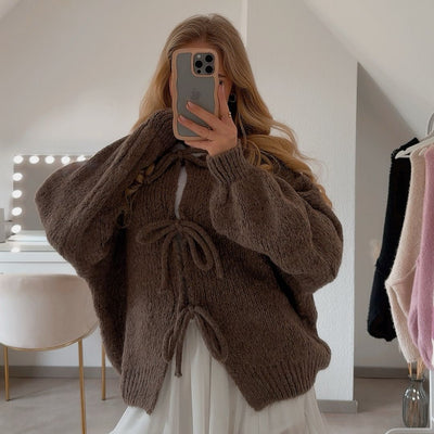 Oversized Cardigan mit Schleifen