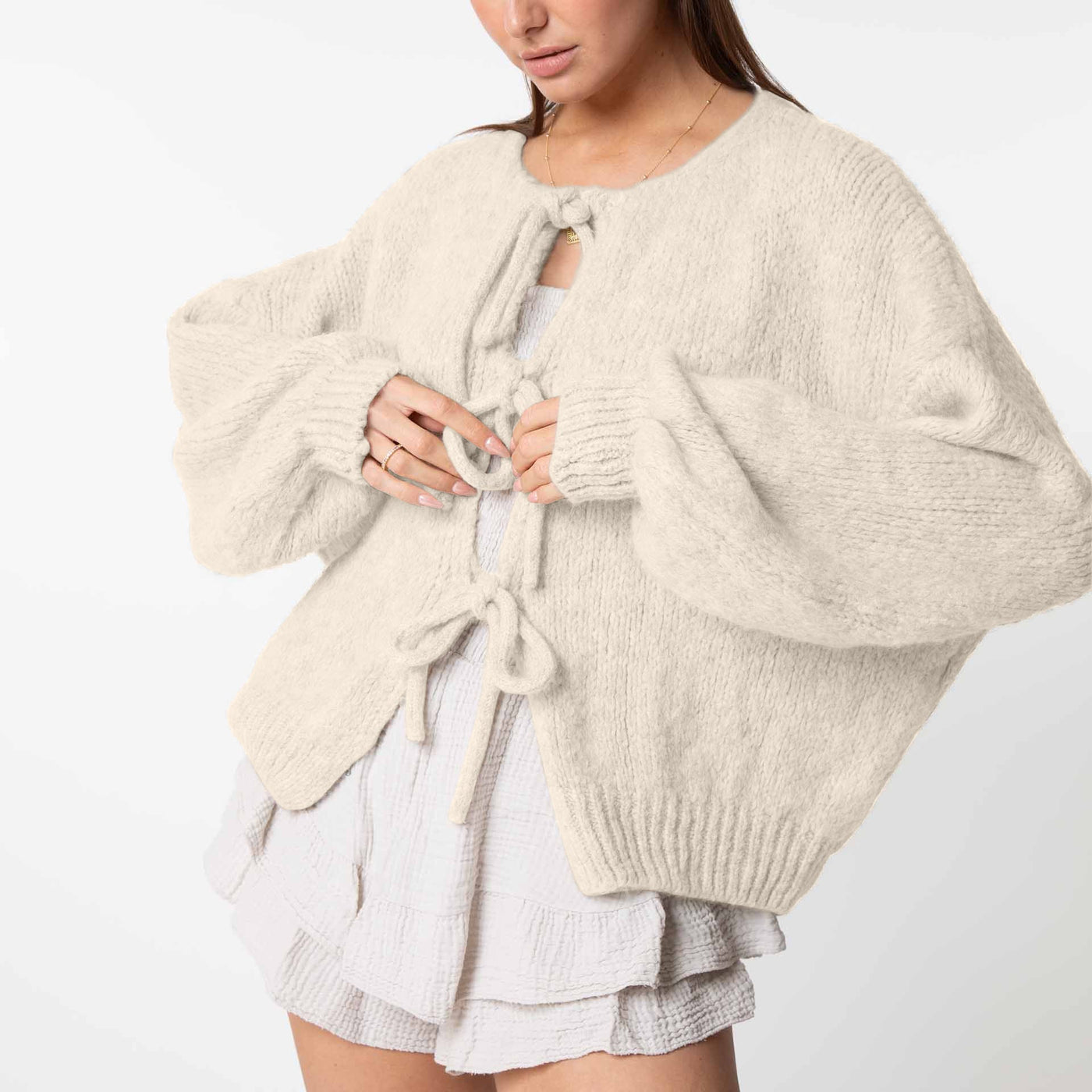 Oversized Cardigan mit Schleifen