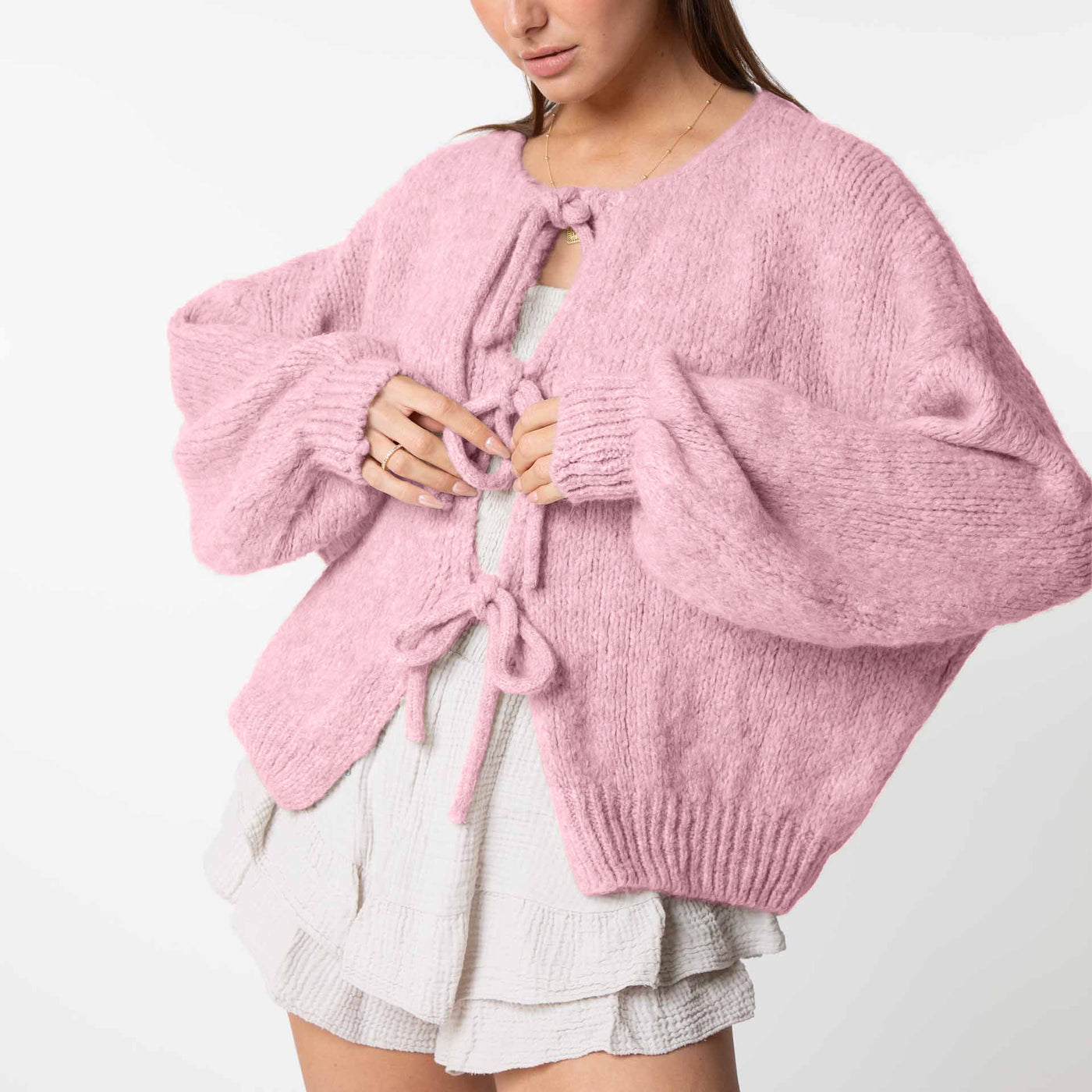 Oversized Cardigan mit Schleifen
