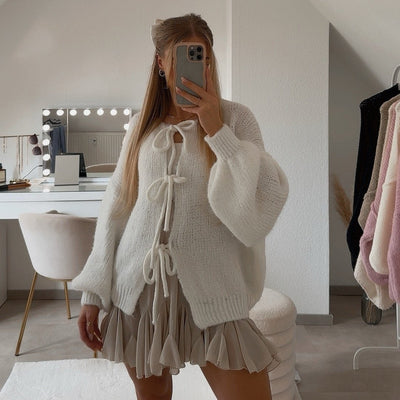Oversized Cardigan mit Schleifen