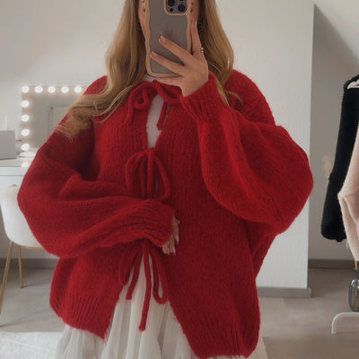 Oversized Cardigan mit Schleifen