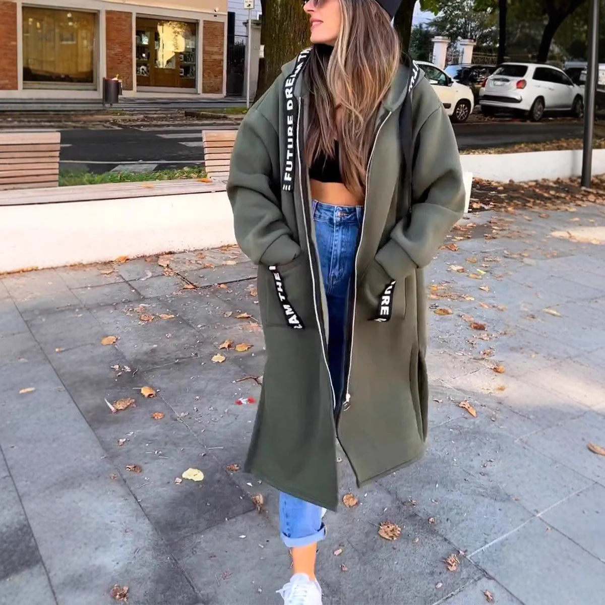 Langes Sweatshirt mit Kapuze